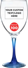 Custom Nuance Wine Glasses by ARC 10.5 oz. Set of 100, Personalized Bulk Pack - Restaurant Glassware, Perfect for Red Wine, White Wine, Cocktails - Blue