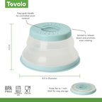 Tovolo Microwave Splatter Cover for Food, Small (Blue Haze) - Collapsible & Vented Silicone Splatter Guard Lid - Microwave Plate & Dish Cover with Handle - BPA-Free Kitchen Gadget for Meal Prep