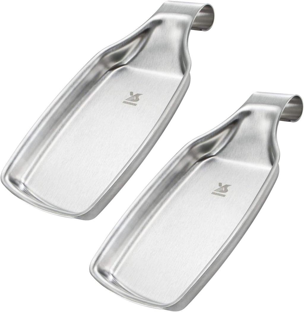 MSY BIGSUNNY Spoon Rest for Stove Top, 304 Stainless Steel Cooking Utensils Spatula Rest for Kitchen Counter, 2 Pack