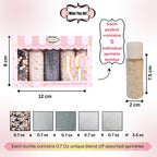 Confect White Sprinkles | Sprinkles for Cakes & Cupcakes Decoration | Assorted pack of 5 | Mix Black, Bronze & White Dragees Pearl , Jimmies & Sparkling Sugar | Vegan, Gluten-Free, Nut-Free, Soy-Free, Dairy-Free, Palm Oil-Free- 5 Oz