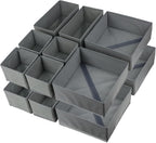 16 Pcs Drawer Organizer,Fabric Closet Organizer and Storage Baskets,Foldable Drawer Divider for Clothing,Sock,Ties,Underwear Drawer Organizers,Cabinet Storage Boxes (Gray)