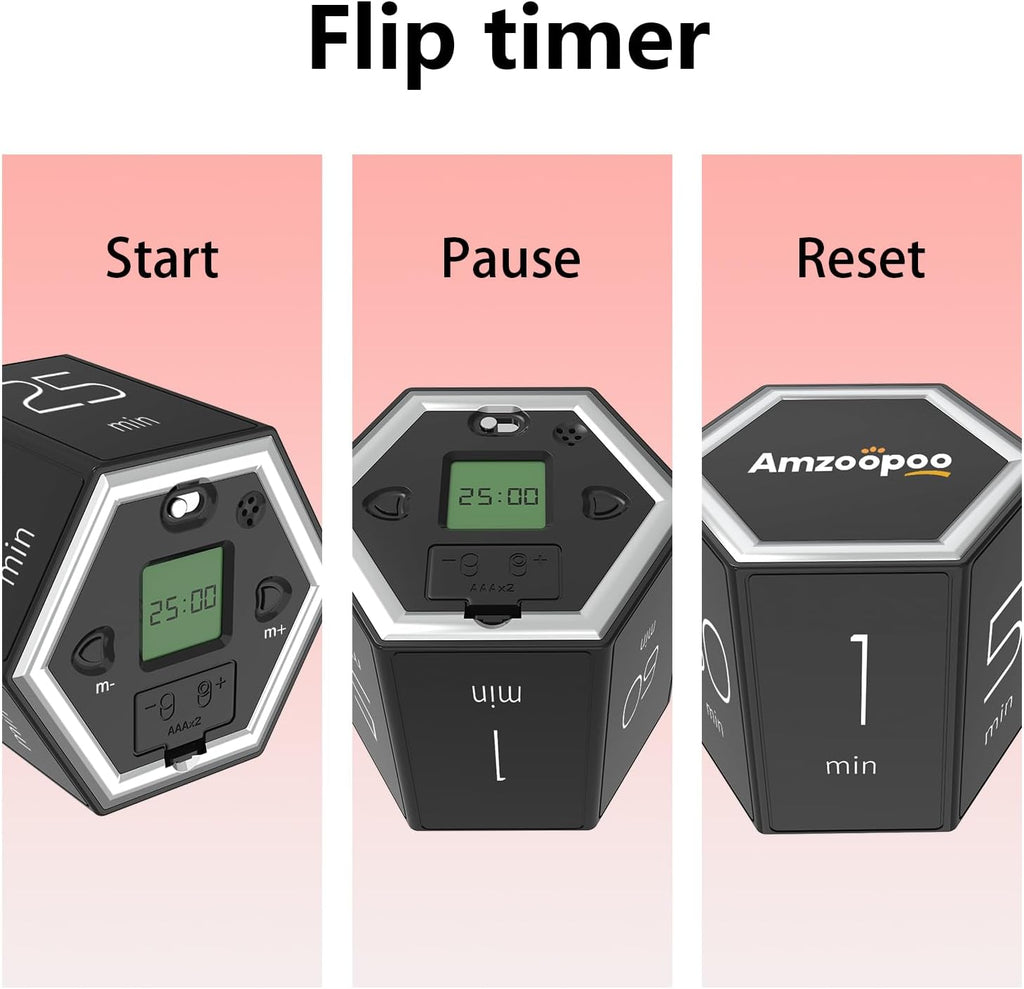 Timer,kitchen timers,magnetic digital visual pomodoro cube countdown timer,1,5,10,25,30,60 min desk productivity flip timers for classroom cooking baking fitness study,easy for seniors & kids