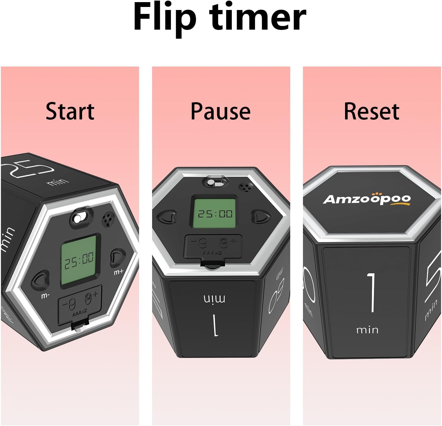 Timer,kitchen timers,magnetic digital visual pomodoro cube countdown timer,1,5,10,25,30,60 min desk productivity flip timers for classroom cooking baking fitness study,easy for seniors & kids