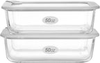 Glass Food Containers with Glass Lid, Microwave Safe Food Storage Container Set, 2 Pack of 50oz, Large Size Airtight Storage Set with Leak Proof Lids, Meal Prep Containers