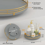 10" Wooden Lazy Susan Turntable for Cabinet – Rotating Spice Rack Organizer, Small Gray Kitchen Countertop Round Tray for Dining Table & Pantry Storage