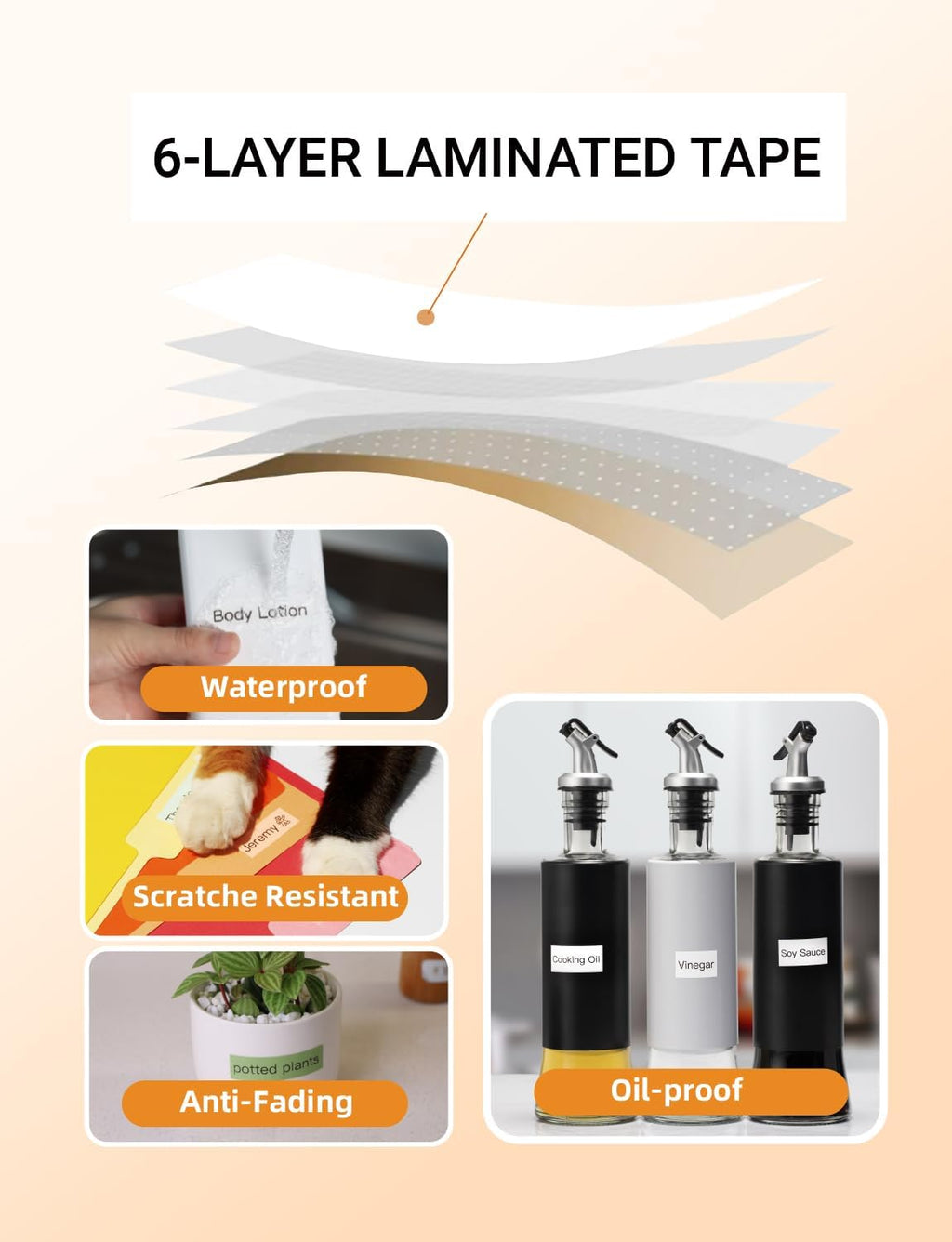MakeID E1 Q1 Label Maker Tape Refills, 3-Roll 16mm x 4m (0.63" x 13') Continuous Consumables Thermal Laminated Office Labeling Tape Replacement
