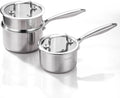 DELARLO Sauce Pan Sets, Compatible with All Cooktops 600℉, Full Clad Triply Stainless Steel Saucepan, 1QT Pot & 2 QT Pot with Steamer (Lids 300℉)