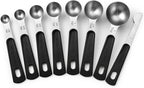 Spring Chef Stainless Steel Magnetic Measuring Spoons Set of 8 with Leveler, Round Metal Teaspoon & Tablespoon Measuring Spoons - Kitchen Gadgets For Baking and Cooking