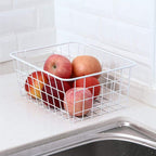Redrubbit Wire Storage Baskets, Large Farmhouse Metal Freezer Basket Storage Organizer Bins with Handles for Kitchen Cabinets, Pantry, Closets, Bedrooms, Bathrooms, Set of 2, White