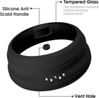 Microwave Splatter Cover Glass Microwave Cover for Food Collapsible Splatter Guard Lid with Silicone Handle for Pot Plate Bowl 9.8 Inch Black