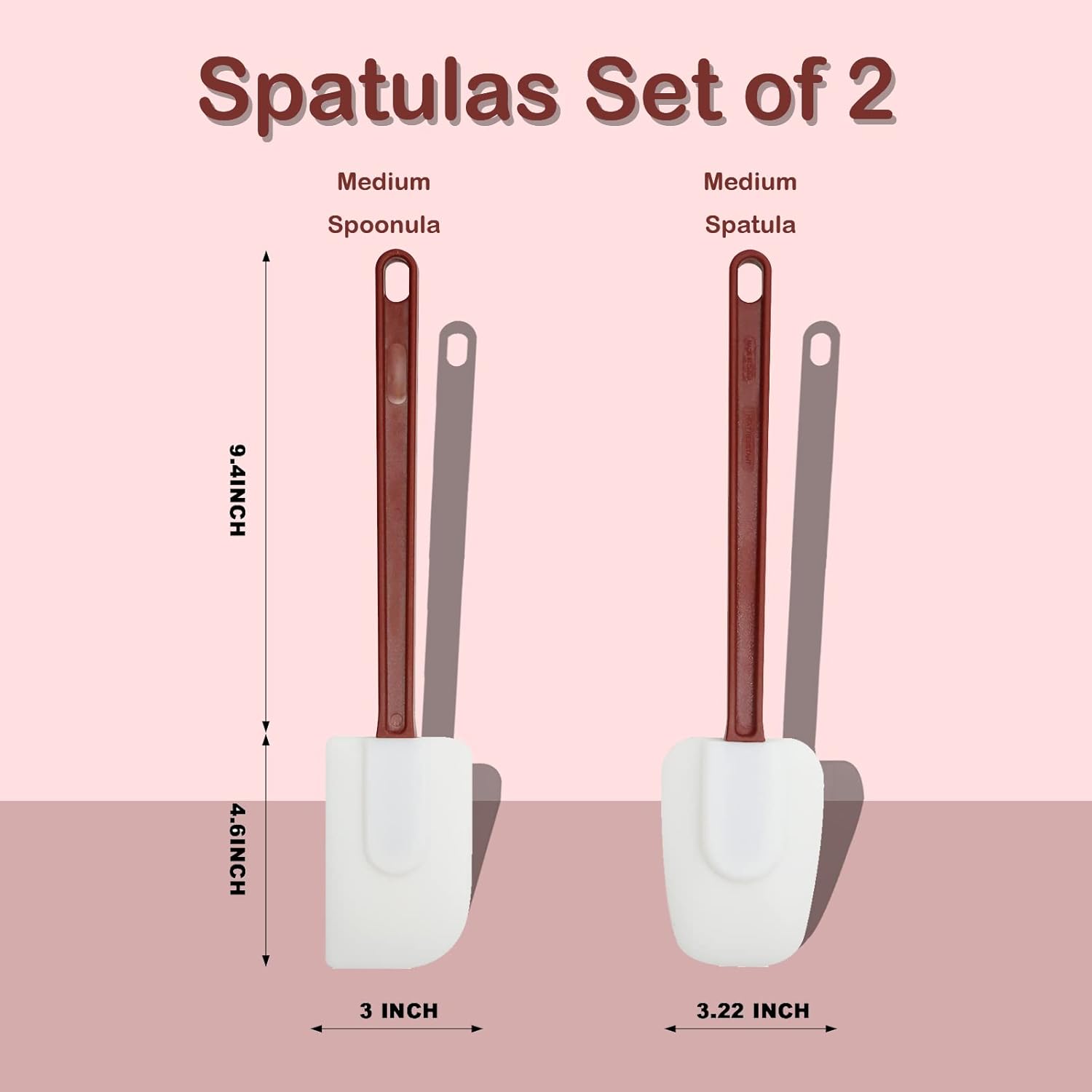 13.5 INCH Silicone Spatulas Heat Resistant Heavy Duty Rubber Spatulas Commercial Spatulas Set for Kitchen Use Silicone Cooking Utensils Sets of 2