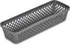 Glad Plastic Storage Basket Set - Multipurpose Drawer Trays, Kitchen Pantry Containers, and Bathroom Bins - 6 Pack Narrow Organizers, Grey