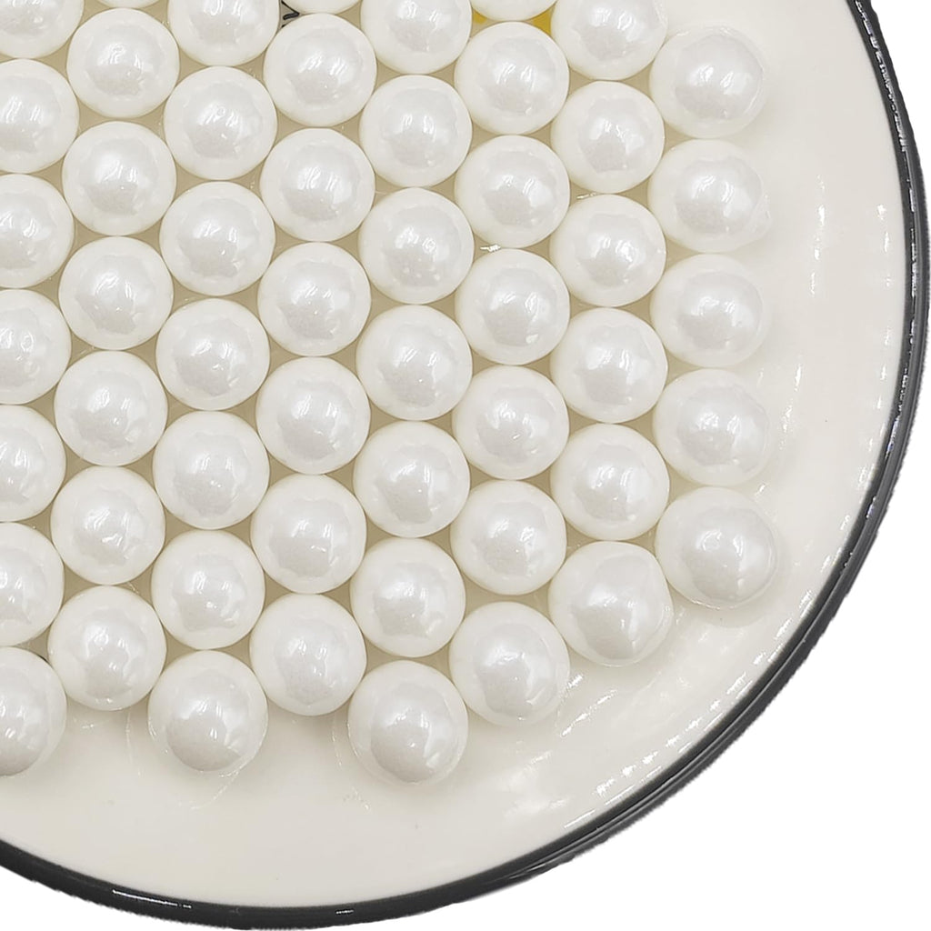 Edible White Pearl Sugar Sprinkles 3.53 oz, 14mm Candy Pearls Ideal for Baking, Cake and Cupcake Toppers, Cookie Decoration, Ice Cream Topping, Wedding Shower Valentines Halloween Christmas