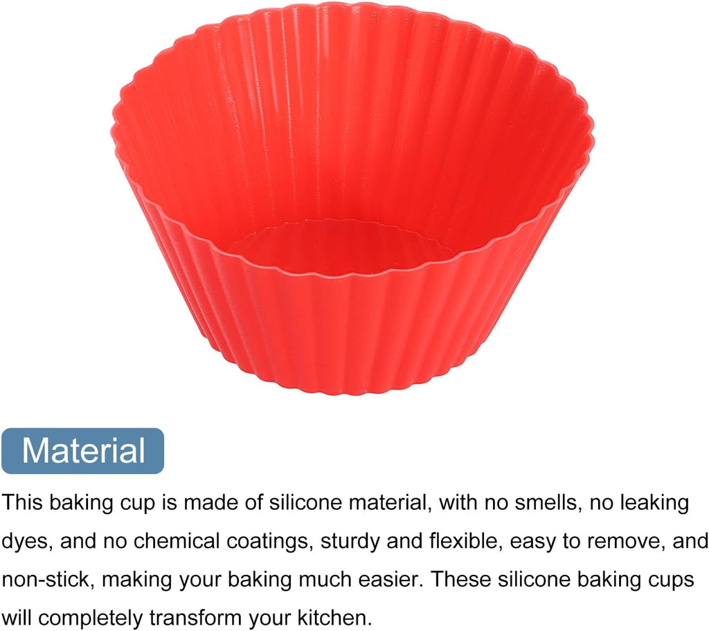 uxcell 36Pcs Silicone Cupcake Liners, Non-Stick Baking Cups, for Cooking Eggs, Baking Muffins and Make a Cake(Red)