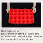 CAKETIME Silicone Muffin Pan Mini 24 Cups Cupcake Pan, Nonstick Food Grade Silicone Baking Pan 1 Pack