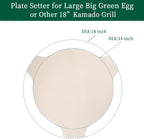 Ceramic Plate Setter for Large Big Green Egg Accessories, Heat Deflector, Ceramic Fluted Pizza Stone for Other 18" Kamado Grill(No Elevated Feet)