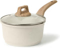 CAROTE 1.8Qt Sauce Pan Set with Lid Nonstick Saucepan Non Stick Sauce Pots Cooking Pot with Pour Spout, Easy to Clean, Small Kitchen Pots Induction Pot, PFOA FREE (White Granite)