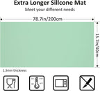 Silicone Mats for Kitchen Counter, Nonslip Silicone Mats for Crafts Countertop Protector Heat Resistant Mat (Light Green, 78.7"L x 15.7"W)