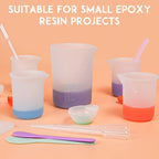 Silicone Resin Measuring Cups Tool Kit, Non-Stick Silicone Cups for Epoxy Resin, Reusable 250&100ml Silicone Mixing Cups with Stir Sticks, Pipettes, Epoxy Resin Supplies, Molds, Jewelry Making
