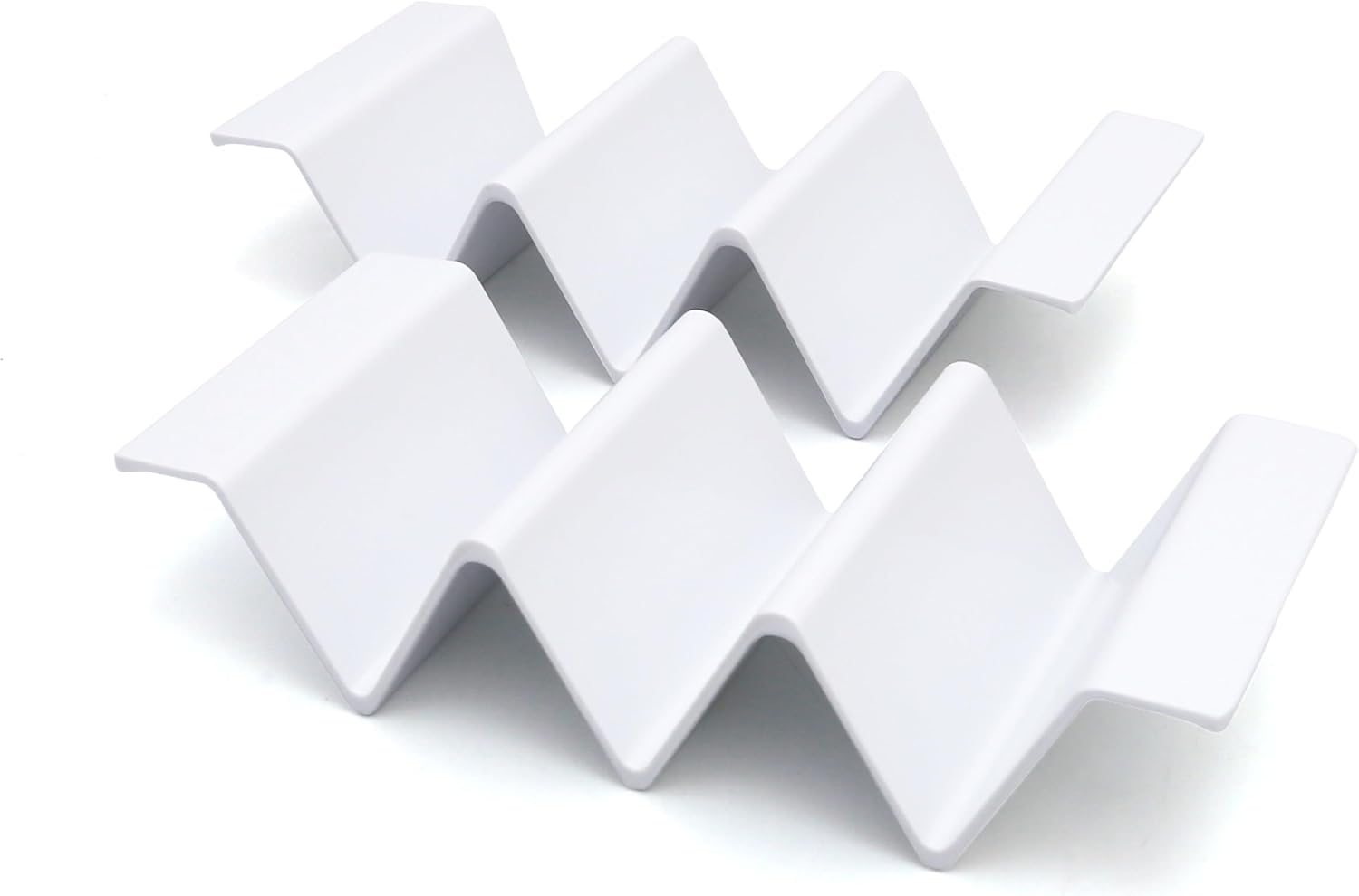 TP Taco Holder Stands, Set of 2 Melamine Large Taco Serving Rack Tray with Handle, Holds 3 Tacos, Dishwasher Safe, Ideal for Taco Night, Party, Home, Fiesta, White