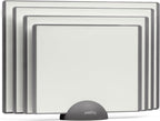 SMIRLY Plastic Cutting Board Set with Holder 4 Pieces, Non-Slip Dishwasher Safe Chopping Boards for Kitchen, Grey & White