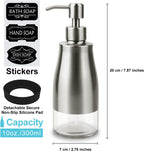 Soap Dispenser With Non-Slip Silicone Pad - 2 Pack, Stainless Steel Case Glass Liner Hand Pump for Kitchen and Bathroom