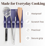 Silicone Spoon Rest for Stove Top with Drip Pad (Two Pack) - Heat Resistant BPA Free Utensil Rest & Spoon Holder for Kitchen Counter - Grill Utensil Holder - Spatula Holder, Tongs, Ladle - Purple