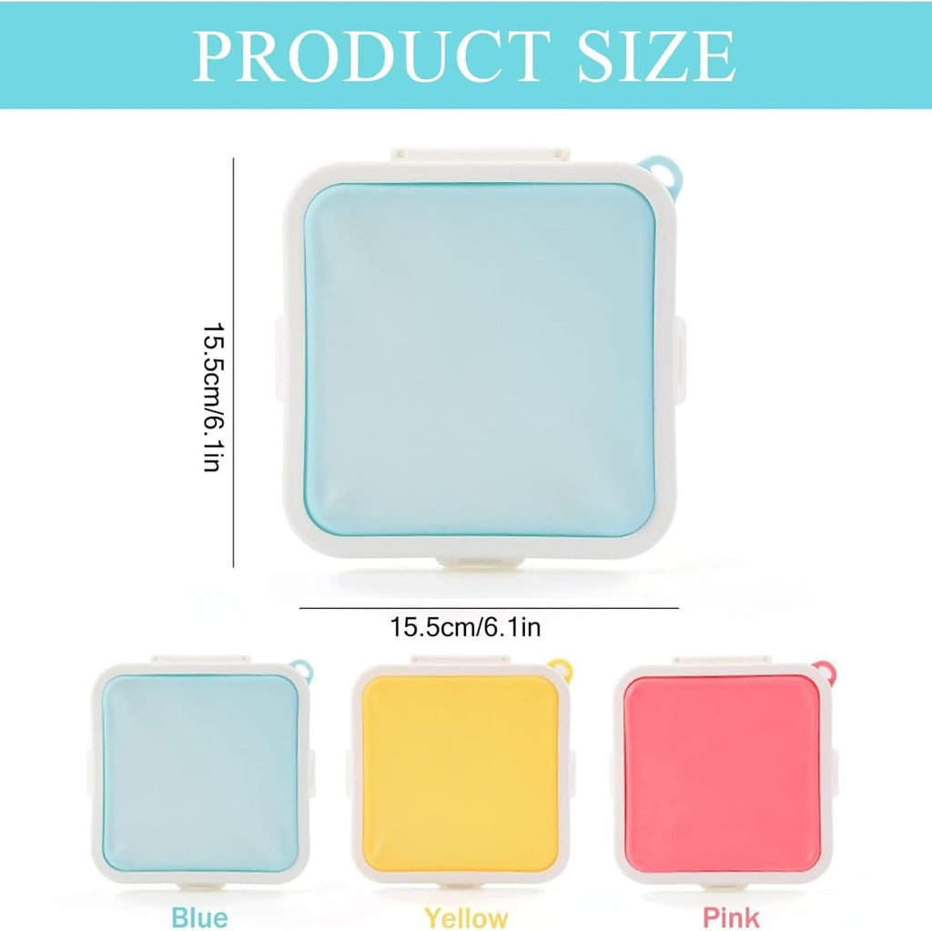 Sandwich Containers, Silicone Sandwich Storage with Snap-Off,Sandwich Box for Lunch,BPA Free,Leakproof, Reusable Plastic Sandwich Holder for Fruit,Salad,Snacks and Food Storage (Blue+Yellow)
