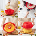 10 inch Silicone Bundt Cake Pan, Non-Stick Silicone Fluted Pans, ome Baking DIY Cake Mold for Cake, Jelly, Bread, Chocolate, Para Gelatinas (Red) (Red, 1 Pack)