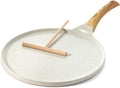 SENSARTE Nonstick Crepe Pan with Spreader, 10-Inch Natural Ceramic Coating Dosa Pan Pancake Flat Skillet Tawa Griddle with Stay-Cool Handle, Induction Compatible (White)