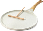 SENSARTE Nonstick Crepe Pan with Spreader, 10-Inch Natural Ceramic Coating Dosa Pan Pancake Flat Skillet Tawa Griddle with Stay-Cool Handle, Induction Compatible (White)