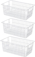 SANNO Large Freezer Baskets Metal Storage Organizer Bin Basket Wire Storage Basket for Kitchen Pantry Bathroom Set of 3 Large Metal Farmhouse Food Fruit Produce Organizer Bins