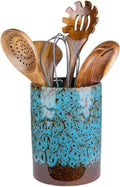 Utensil Holder, Ceramic Kitchen Utensil Holder for Countertop, Large Cooking Utensil Crocks for Kitchen Counter, Morden Utensil Organizer for Spatula, kitchen Decor,Blue