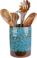Utensil Holder, Ceramic Kitchen Utensil Holder for Countertop, Large Cooking Utensil Crocks for Kitchen Counter, Morden Utensil Organizer for Spatula, kitchen Decor,Blue
