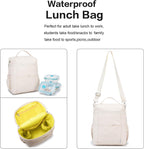 NOL Natural Organic Lifestyle Insulated Lunch Bags for Women Cooler Bag Lightweight Nylon Waterproof Lunch Box For Work (Cream, Large)
