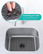 Bligli 2-Pack Kitchen Sink Mat: PVC Adjustable Sink Protector | Sink liner Pad | Dish Drying Mats, Easy to Clean & DIY Cut | 15.7 x 11.8 inch (Grey)