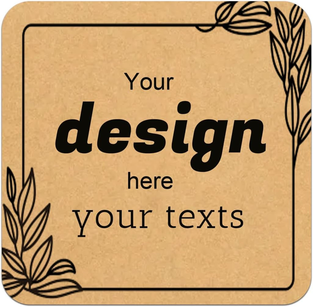 Custom Stickers Personalized Square Kraft Paper Sticker Customizable Floral Wreath Labels, Stickers for Mason Jars, Wedding Favors, Gift Tags, Party Packaging (Style 6)
