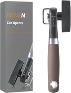 Beneno Can Opener, Manual Side Safe Cut Can Opener Smooth Edge with Durable Sharp Blade, Effort-Saving Knob & Comfortable Non-slip Handle, Brown