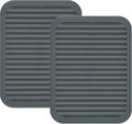 Silicone Trivets for Hot Pots and Hot Pans, Silicone Pads Mat Set, Heat Resistant Placements, Small Dish Drying Mat, Grey Rectangular Trivets Set of 2
