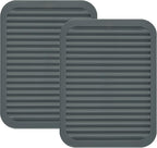 Silicone Trivets for Hot Pots and Hot Pans, Silicone Pads Mat Set, Heat Resistant Placements, Small Dish Drying Mat, Grey Rectangular Trivets Set of 2