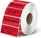 iEager 2x1 Inch Thermal Labels, Red Rectangle Thermal Printer Stickers, Durable Shipping Label Printer Sticker for Barcode, Name, Address, 1000 Labels/Roll