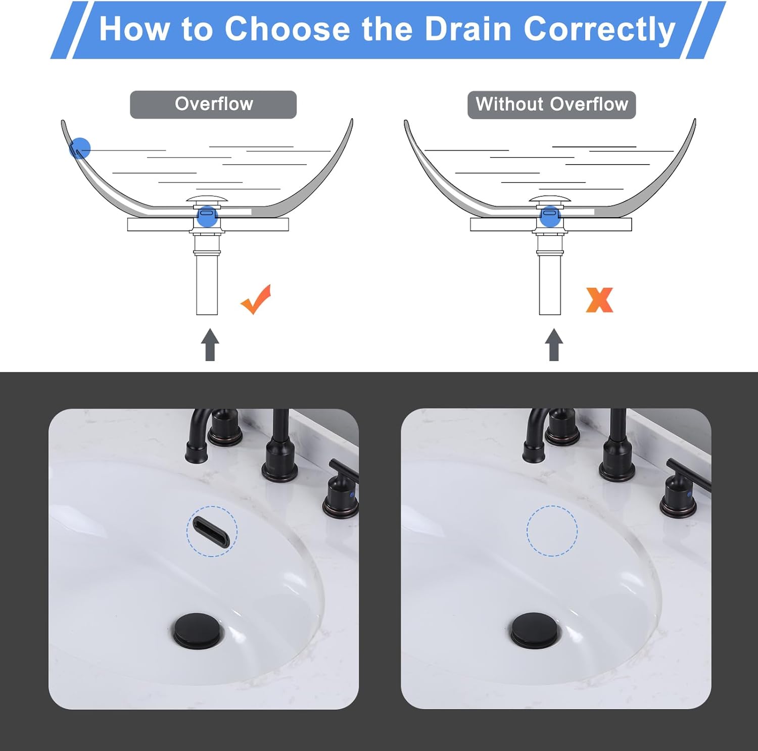 Pop Up Drain for Bathroom Sink, ARCORA Oil Rubbed Bronze Vessel Sink Drain with Overflow, Pop Up Bathroom Sink Stopper