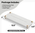 Water Absorbing Stone Sink Caddy Kitchen Sink Organizer Tray, Diatomite Bathroom Counter Tray, Gold Faucet Drying Mat Coaster Soap Dish Rack Riser Dispenser Sponge Holder, Beige 12.5" x 4.5"