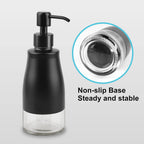 Soap Dispenser with Stickers, Stainless Steel Case Glass Liner Hand Pump Dispenser, Refillable Dish Soap Dispenser for Kitchen Bathroom, Decorative Liquid Hand Soap Dispensers Matte Black(10 OZ)