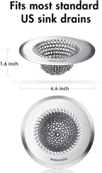 Sink Drain Strainer, Reversible Easy Clean Mesh Sink Strainer with 304 Stainless Steel, Wokdada Revolutionary Anti-Rust Large Kitchen Sink Strainer Food Catcher for Garbage Disposal Without Clogging