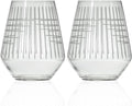 Rolf Glass Matchstick Stemless Wine Tumbler 18 ounce - Stemless Wine Glasses Set of 2 – Lead-Free Crystal Glass - Etched Tumbler Glasses - Made in the USA