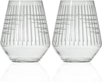 Rolf Glass Matchstick Stemless Wine Tumbler 18 ounce - Stemless Wine Glasses Set of 2 – Lead-Free Crystal Glass - Etched Tumbler Glasses - Made in the USA