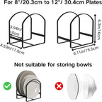 LINFIDITE 2 Pack Kitchen Plate Holder Organizer for Cabinet Space Saver Dinner Dish Plate Storage Rack Upright Dish Drying Racks Metal Dish Racks Stand for Cupboard and Countertop Large Black