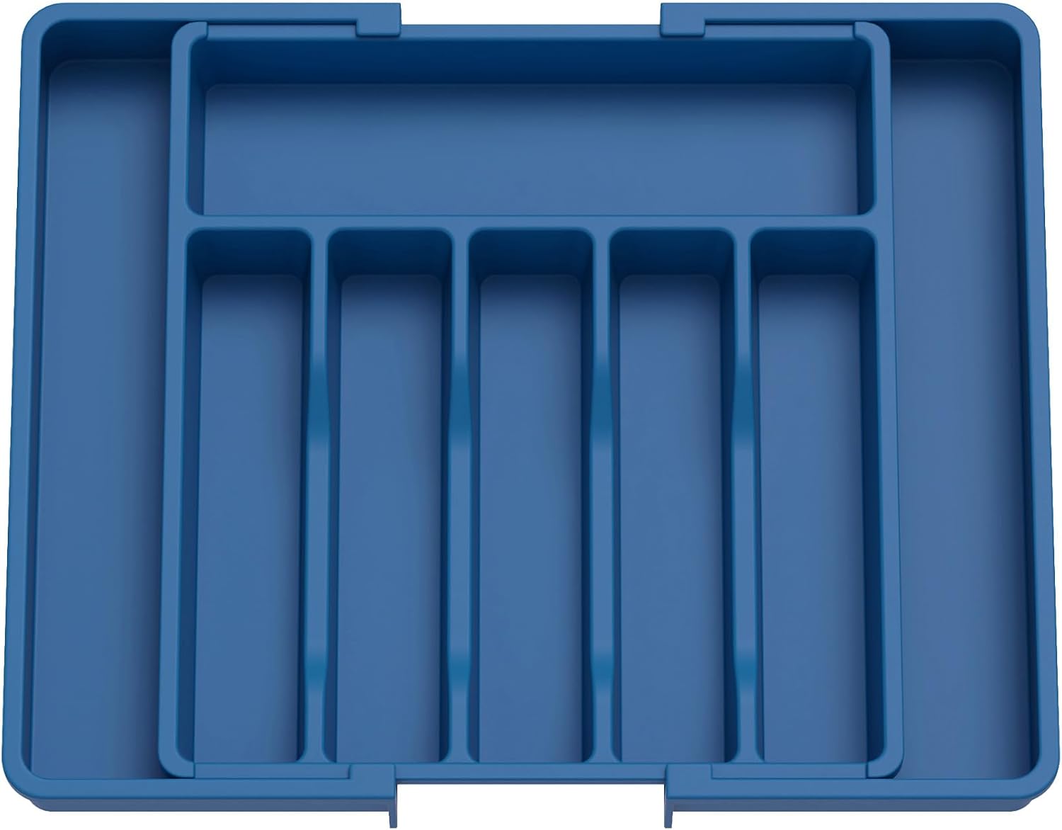 Lifewit Silverware Drawer Organizer, Expandable Utensil Tray for Kitchen, BPA Free Flatware and Cutlery Holder, Adjustable Plastic Storage for Spoons Forks Knives, Large, Dark Blue