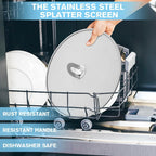 Splatter Screen for Cooking - Stainless Steel Grease Splatter Guard for Frying Pan with Foldable Knob, As a Strainer Set of 3(10", 11.5", 13"), Dishwasher Safe